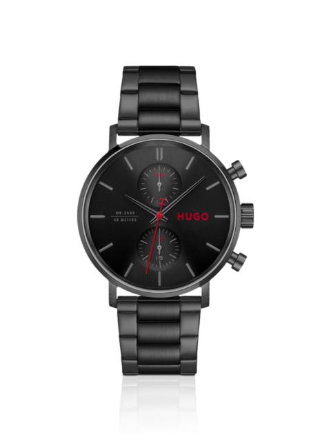 HUGO #TAKEOFF BLACK-PLATED WATCH WITH BLACK DIAL