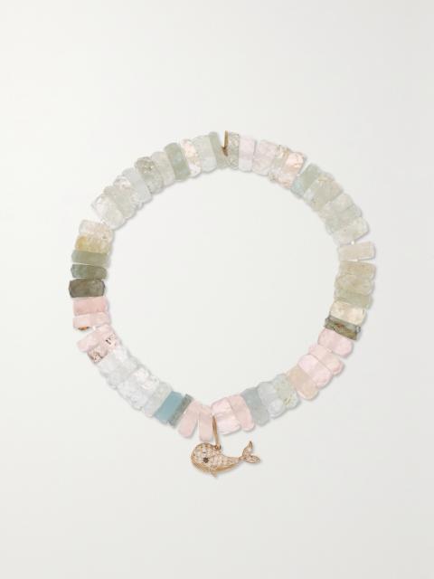 SYDNEY EVAN Whale 14-karat Gold, Aquamarine And Diamond Bracelet
