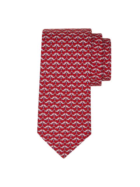 FERRAGAMO Men's Fox Print Silk Tie - Rosso