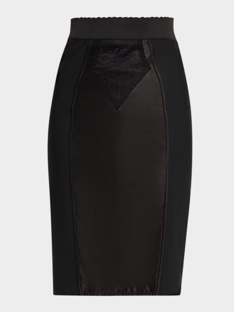 Dolce & Gabbana Lace Satin Paneled Pencil Skirt