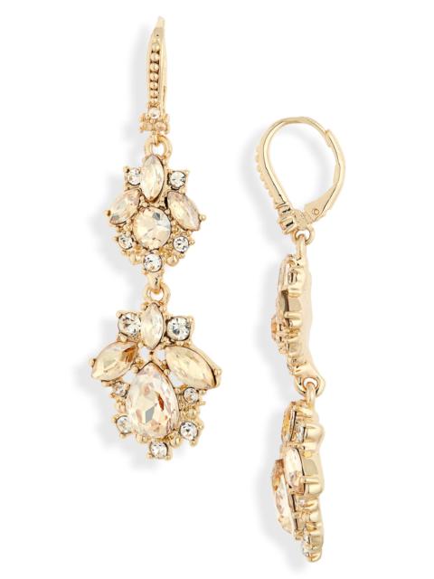 Marchesa Crystal Cluster Double Drop Earrings in Gold/Goldtonal