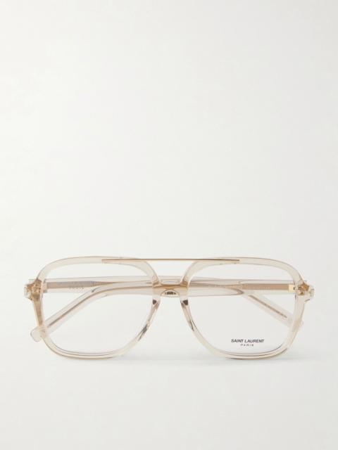 SAINT LAURENT SL 545 square-frame acetate optical glasses Beige