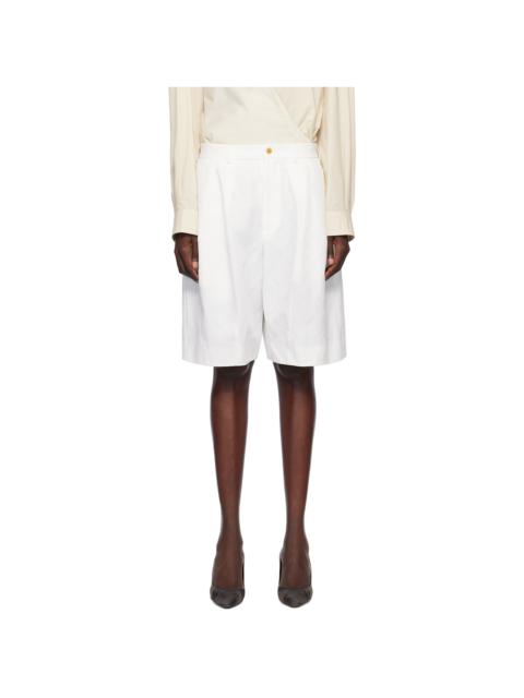 BLACK COMME des GARÇONS White Polyester Twill Shorts
