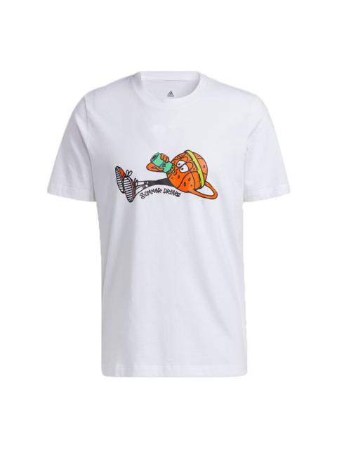 adidas adidas Lil Stripe Gato Basketball Funny Cartoon Printing Sports Short Sleeve White HB5483