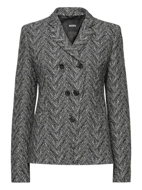 BOSS double-breasted herringbone-pattern jacket