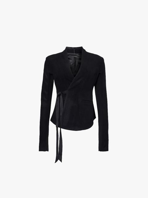 Wrap-front slim-fit wool jacket