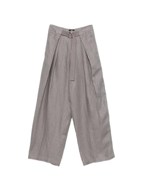 ELEH pinstripe belted trousers