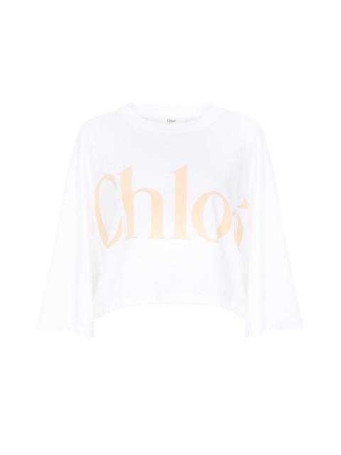 Chloé OVERSIZED CROPPED LOGO T-SHIRT IN COTTON JERSEY