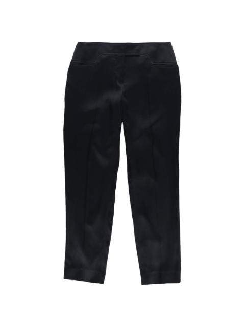 pressed-crease tapered-leg trousers