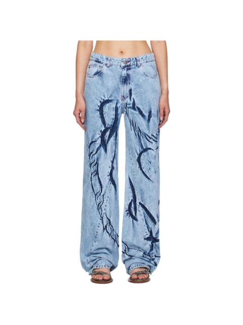 MASHA POPOVA Blue Boyfriend Spiral Chains Jeans