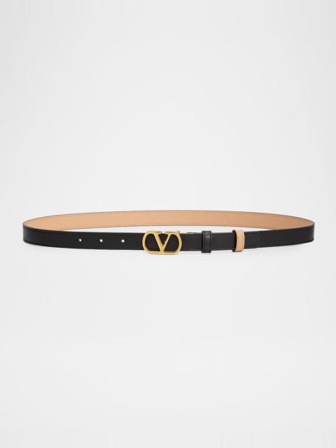 Valentino VLogo Signature Reversible Shiny Calfskin Belt 20MM