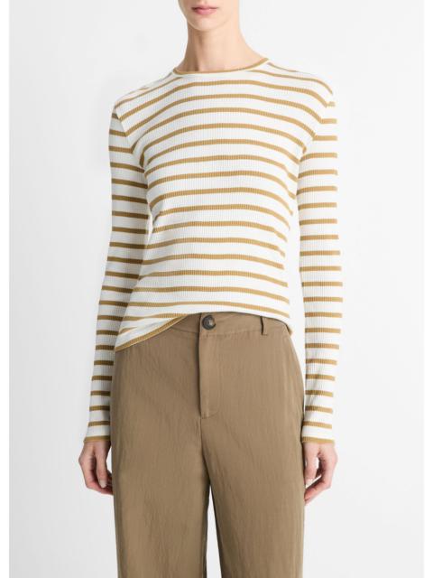 Vince Striped Ribbed Pima Cotton Long-Sleeve T-Shirt