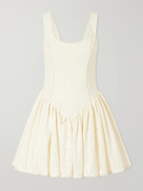 Agua by Agua Bendita Pluma Playa Broderie Anglaise Cotton Mini Dress