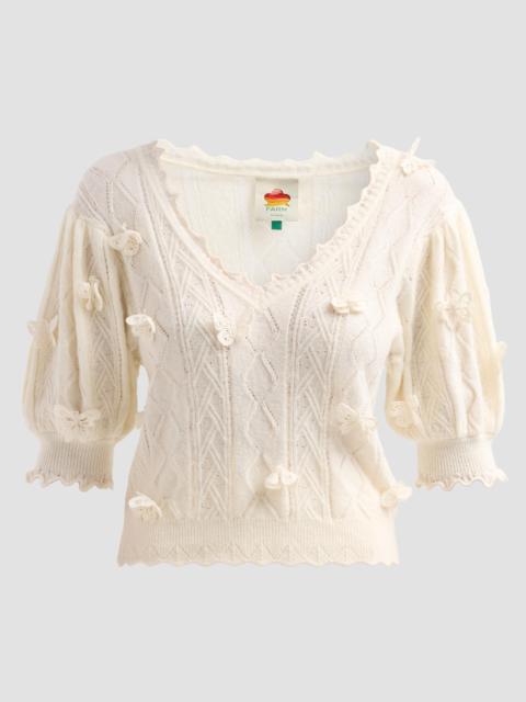 FARM RIO Women's ​Richilieu 3D Butterfly Knit Top - Off White