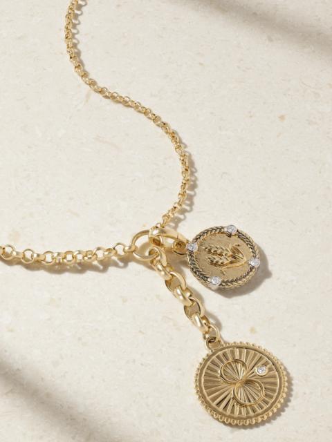 FOUNDRAE Karma + Infinite Gratitude + Medium Mixed Belcher 18-karat Gold Diamond Necklace