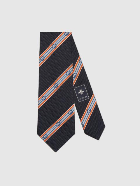 GUCCI Interlocking G stripe silk jacquard tie