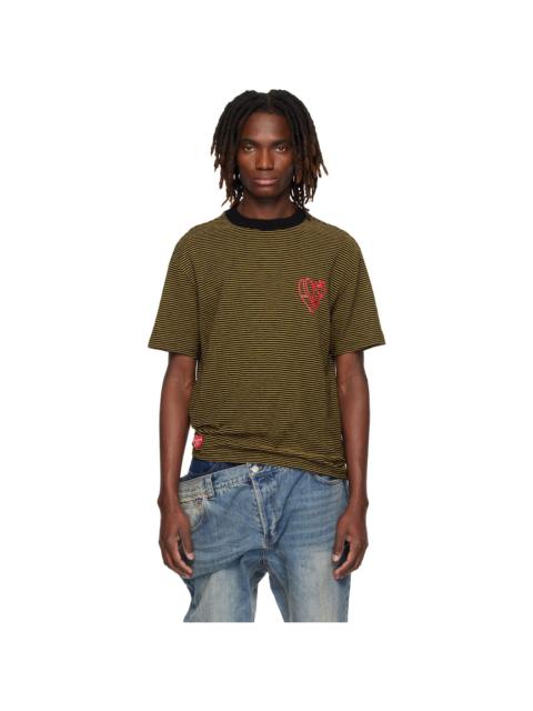 Andersson Bell Black & Yellow Essential Heart Logo Stripe T-shirt
