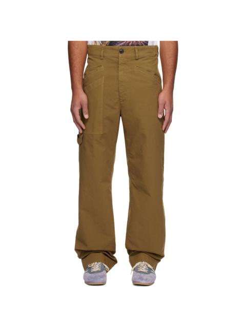 Dries Van Noten Khaki Cotton Trousers