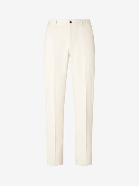 CORNELIANI White cotton and cashmere chino trousers