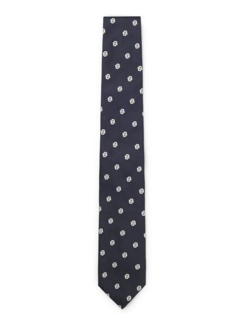 BOSS PURE-SILK TIE WITH MICRO DOUBLE B MONOGRAMS