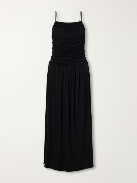 KALLMEYER Reese gathered jersey midi dress Black