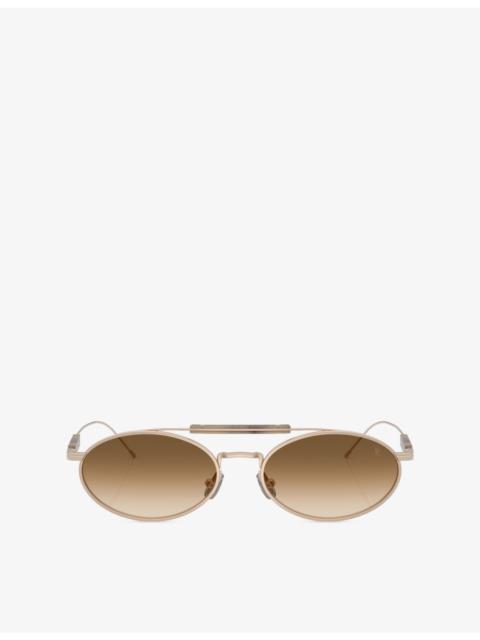 Brunello Cucinelli BC2013ST Oval-Frame Metal Sunglasses