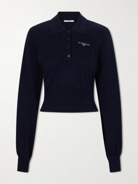 Givenchy Logo-embroidered Cotton And Silk-blend Polo Sweater
