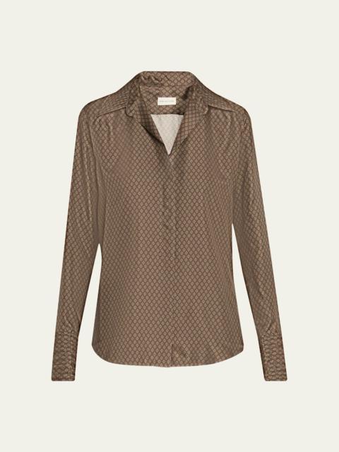 Dries Van Noten Celinta Satin Button-Front Shirt