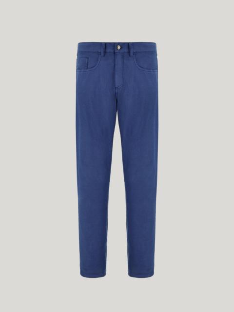 Canali MARINE BLUE FIVE POCKET REGULAR FIT PANTS IN COTTON AND SILK GABARDINE