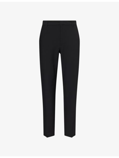 EMPORIO ARMANI Logo-Plaque Straight-Leg Seersucker Trousers