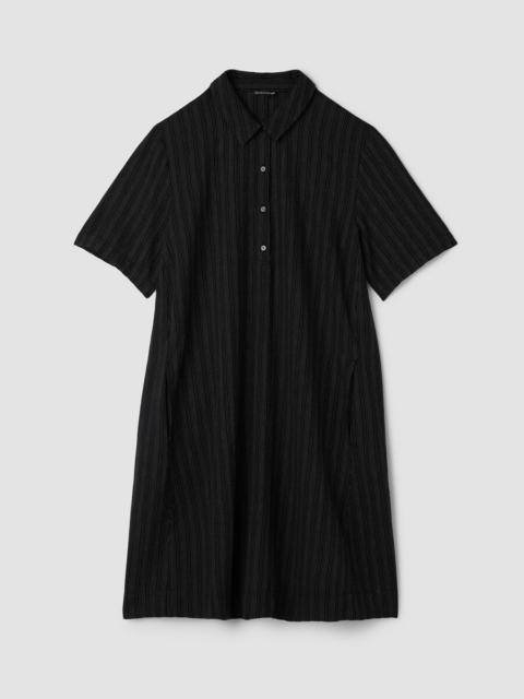 EILEEN FISHER Cotton Blend Stripe Stitch Classic Collar Dress
