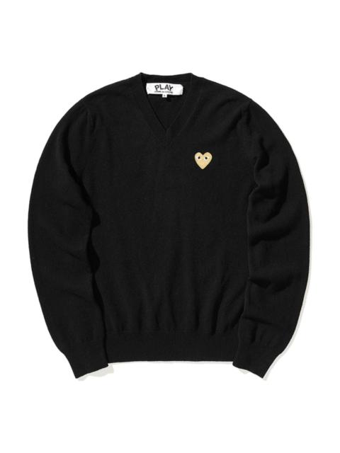 COMME des GARCONS PLAY V-Neck L/S T-shirt Gold Emblem 'Black' AZN048-051-1