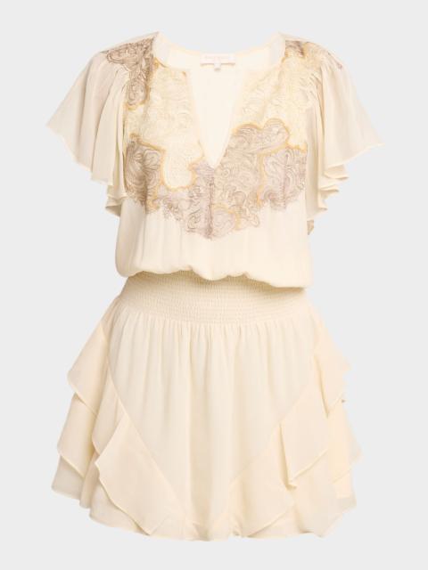 RAMY BROOK Ismeria Embroidered Chiffon Mini Dress