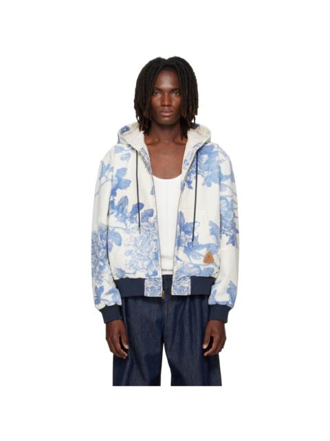 R13 Off-White & Blue Relaxed Workwear Jacket