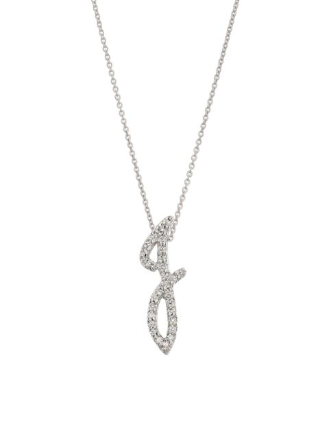 ROBERTO COIN Women's Tiny Treasures Script Initial 18K White Gold, Ruby & 0.24-0.34 TCW Diamond Pendant Necklace