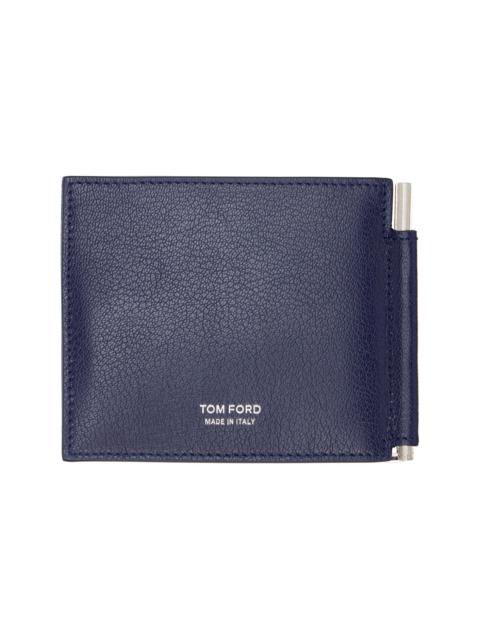 TOM FORD Navy Elongated T Line Money Clip Wallet