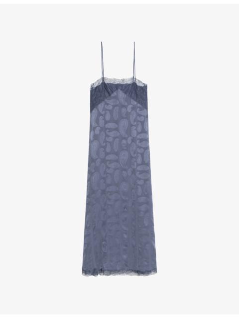 Zadig & Voltaire Ridar Lace-Trim Jacquard Silk Maxi Dress