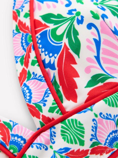 BODEN Kasos String V Neck Bikini Top-Multi, Ornate Thistle