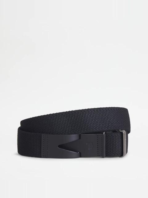 BELT IN CANVAS AND LEATHER - BLACK