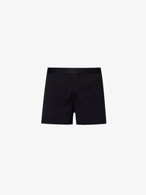 Sunspel Superfine branded-waistband mid-rise cotton boxer shorts