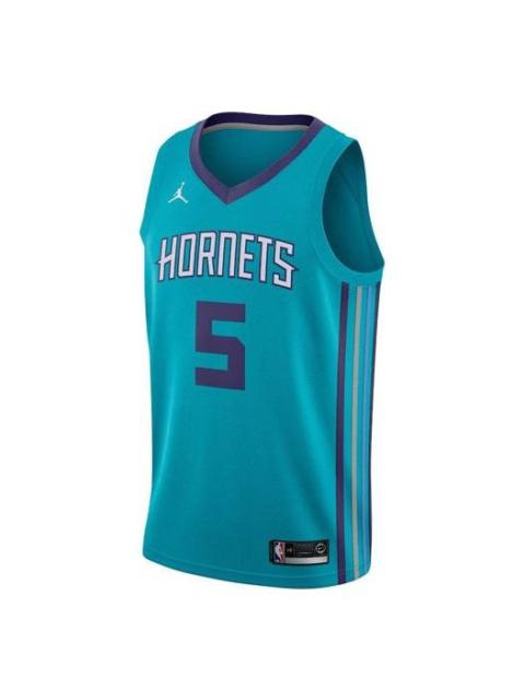 Jordan Men's Air Jordan NBA Retro Basketball Jersey/Vest SW Fan Edition Charlotte Hornets No. 5 Blue Green 