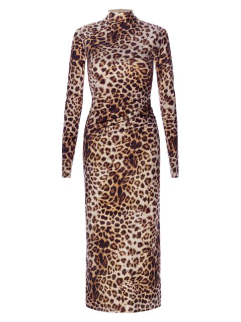 GOOD AMERICAN Women's Leopard Print Satin Shine Midi-Dress - Fierce Leopard