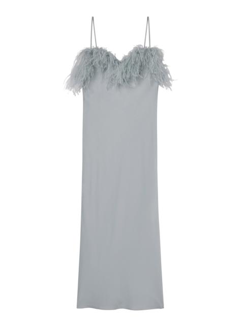 A.L.C. Odette Feather Trimmed Midi Dress