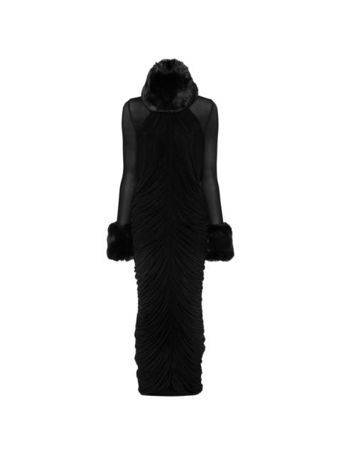 MAGDA BUTRYM faux-fur trim maxi dress