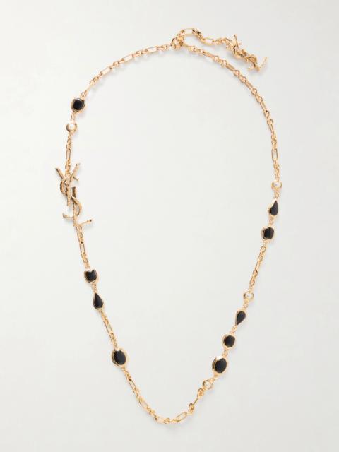 SAINT LAURENT Cassandre Gold-tone Enamel Necklace