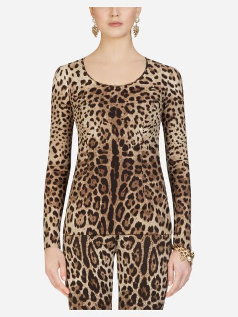 Leopard-print charmeuse top