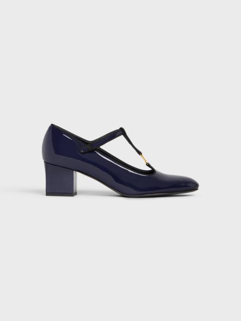 CELINE Celine Babies T-Bar Pump in Patent Calfskin and Grosgrain