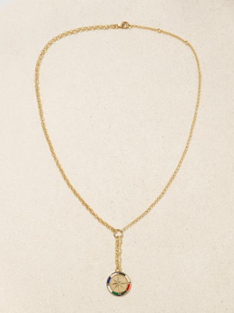 FOUNDRAE Internal Compass 18-karat Gold, Enamel And Diamond Necklace