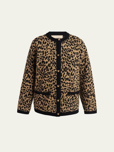 Valentino Giacca Leopard Wool Cardigan