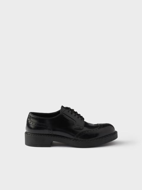 Prada Chocolate brushed leather derby brogues
